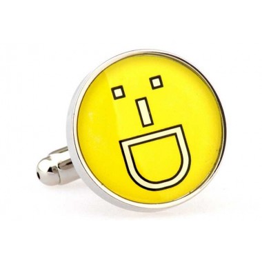 Butoni camasa cu model smiley galben